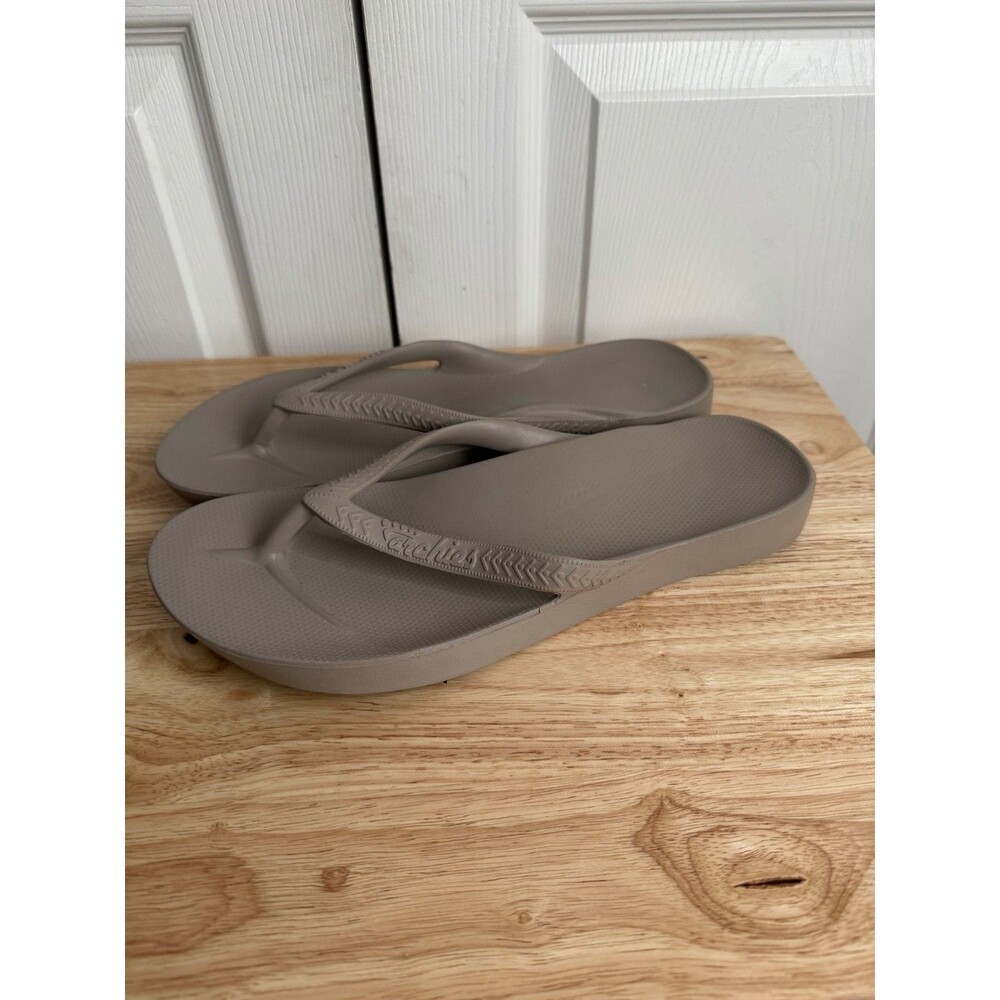 ARCHIES Taupe Arch Support Flip Flops Unisex Men 10 Women's 11 - Picture 2 of 7